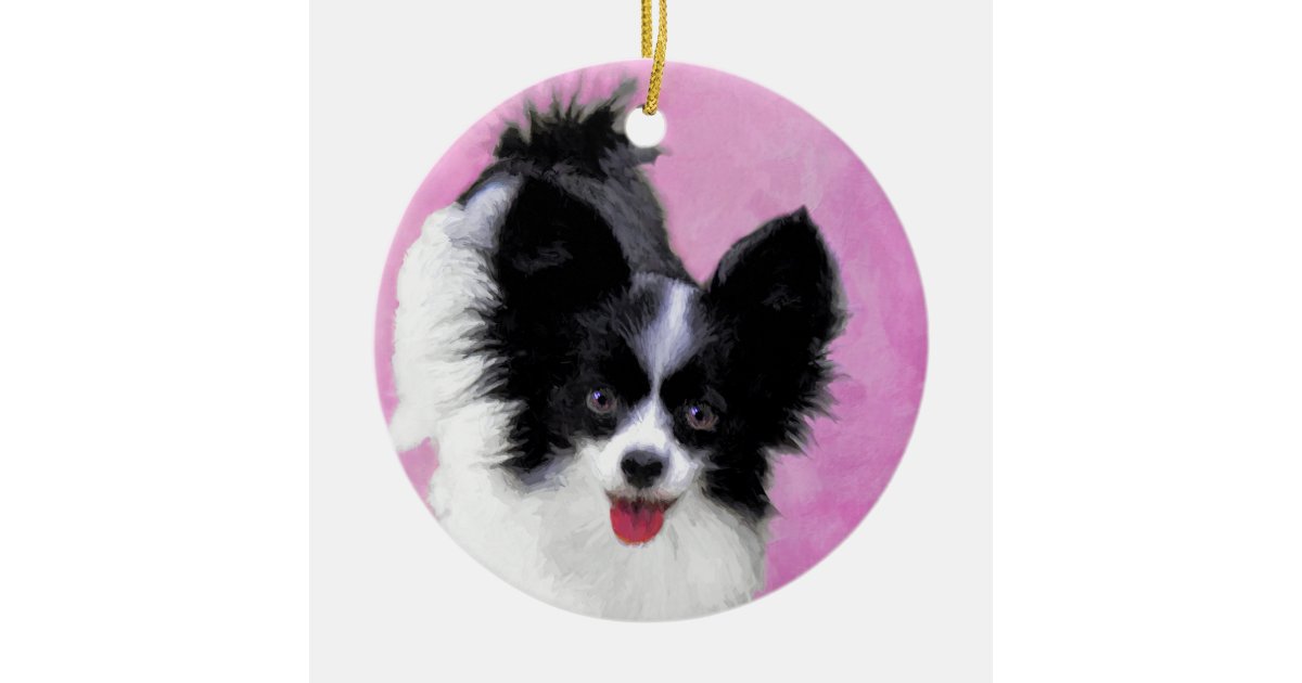 Papillon (White and Black) Painting - Dog Art Silv Silver Plated