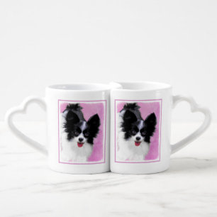 Papillon (White and Black) Painting - Dog Art Coffee Mug Set