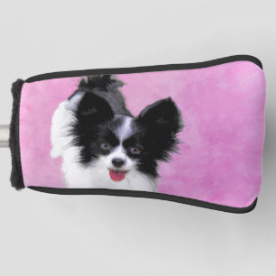 Papillon (White and Black) Painting - Dog Art Golf Head Cover