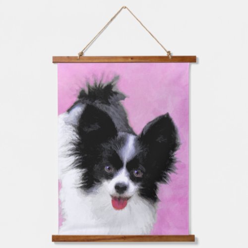 Papillon White and Black Painting _ Dog Art Hanging Tapestry