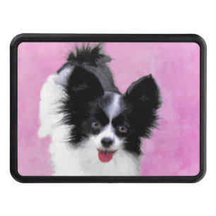Papillon (White and Black) Painting - Dog Art Hitch Cover