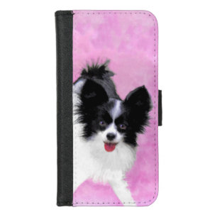 Papillon (White and Black) Painting - Dog Art iPhone 8/7 Wallet Case