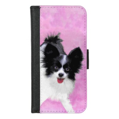 Papillon (White and Black) Painting - Dog Art iPhone 8/7 Wallet Case