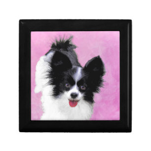 Papillon (White and Black) Painting - Dog Art Jewelry Box