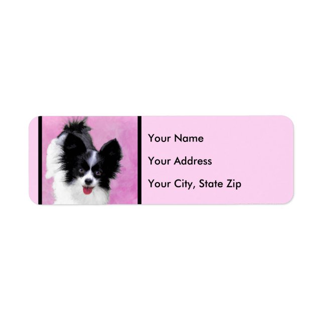 Papillon (White and Black) Painting - Dog Art Label (Front)