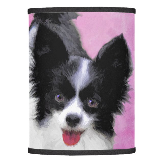 Papillon (White and Black) Painting - Dog Art Lamp Shade (Front)