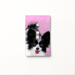 Papillon (White and Black) Painting - Dog Art Light Switch Cover