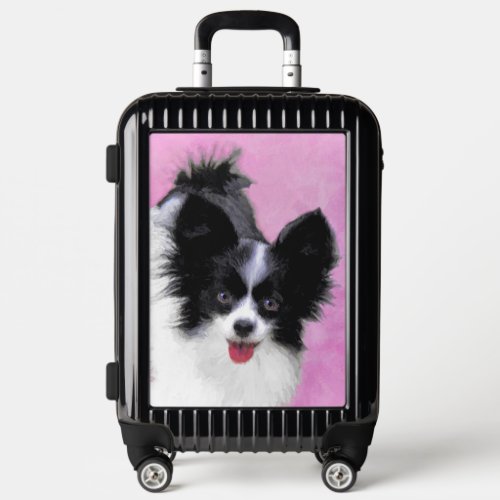 Papillon White and Black Painting _ Dog Art Luggage