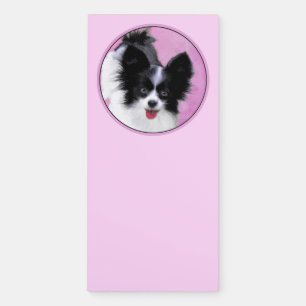 Papillon (White and Black) Painting - Dog Art Magnetic Notepad