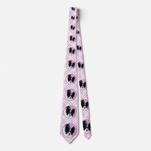 Papillon White and Black Painting _ Dog Art Neck Tie