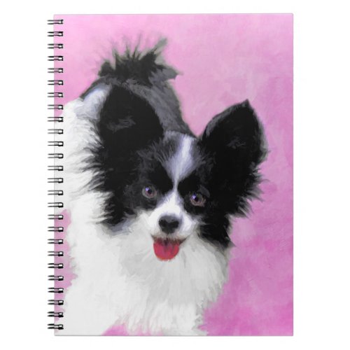 Papillon White and Black Painting _ Dog Art Notebook