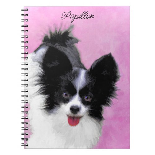 Papillon White and Black Painting _ Dog Art Notebook