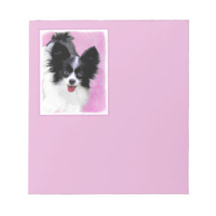 Papillon (White and Black) Painting - Dog Art Notepad