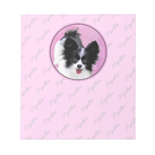 Papillon White and Black Painting _ Dog Art Notepad