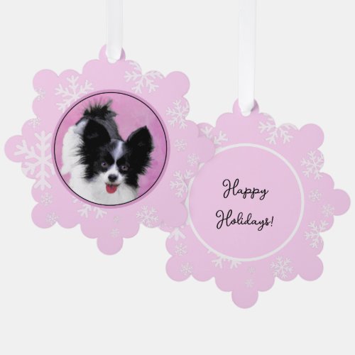 Papillon White and Black Painting _ Dog Art Ornament Card