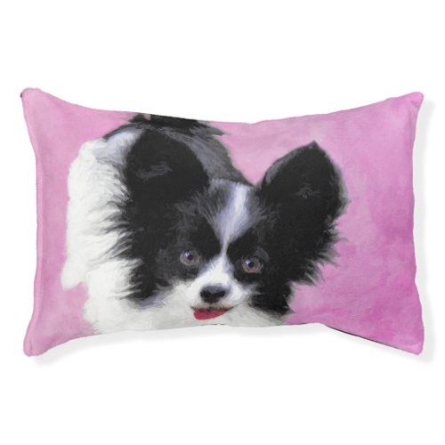 Papillon White and Black Painting _ Dog Art Pet Bed