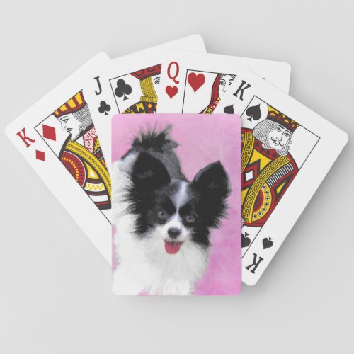 Papillon White and Black Painting _ Dog Art Playing Cards