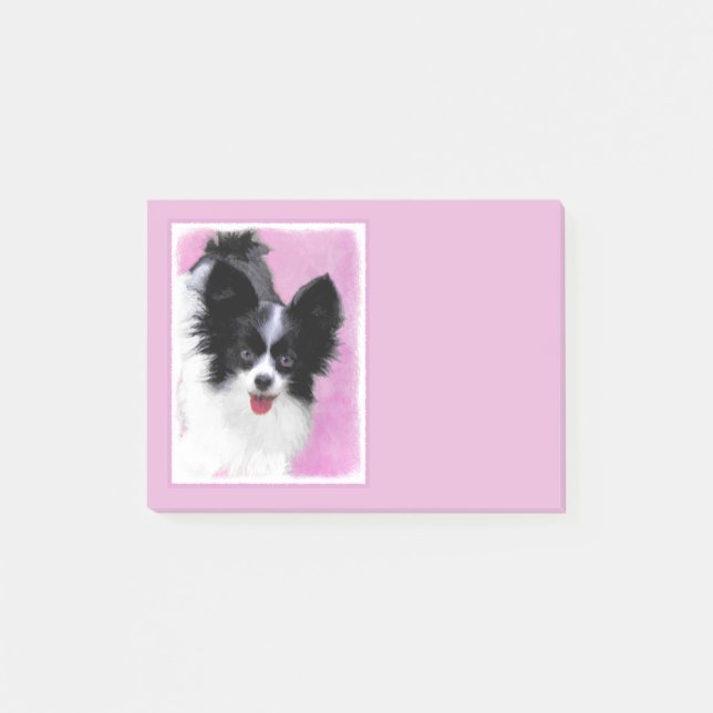 Papillon (White and Black) Painting - Dog Art Post-it Notes (Front)
