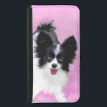 Papillon (White and Black) Painting - Dog Art Samsung Galaxy S5 Wallet Case<br><div class="desc">Papillon White and Black dog portrait, original painting. We specialize in cute and funny original art. Buy this for yourself or as a great gift for your Papillon loving friends. Be creative - click on CUSTOMIZE to add/remove/change text, resize the picture, change colors or anything else the customization tool will...</div>