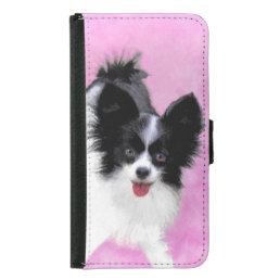 Papillon (White and Black) Painting - Dog Art Samsung Galaxy S5 Wallet Case