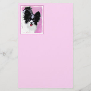 Papillon (White and Black) Painting - Dog Art Stationery