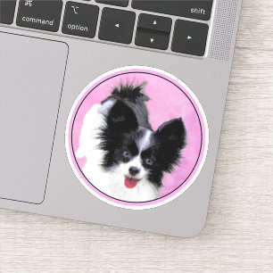 Papillon (White and Black) Painting - Dog Art Sticker