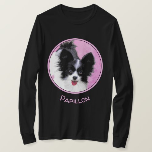 Papillon White and Black Painting _ Dog Art T_Shirt