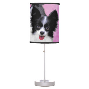 Papillon (White and Black) Painting - Dog Art Table Lamp