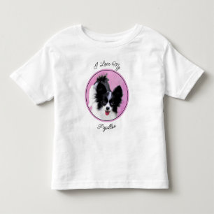 Papillon (White and Black) Painting - Dog Art Toddler T-shirt