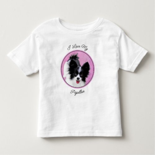 Papillon White and Black Painting _ Dog Art Toddler T_shirt