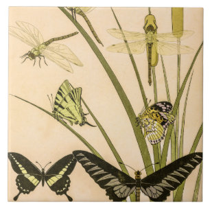 Papillons & Dragonflies by Maurice Verneuil Ceramic Tile