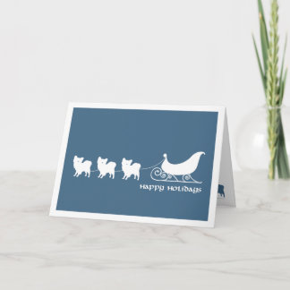 Papillons Pulling Santa's Sleigh Holiday Card