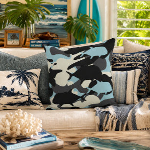 Papio and Ulua - camouflage Hawaiian fishing Throw Pillow