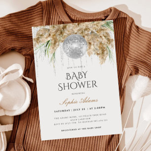 Papmas Grass Disco Ball Boho Baby Shower Invitation