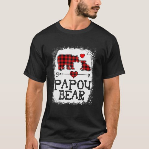 Papou Bear Christmas Pajama Red Plaid Buffalo Fami T_Shirt
