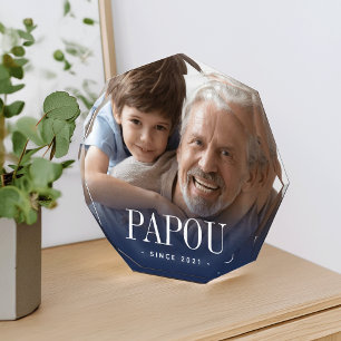 Papou Grandpa Year Established Photo Block