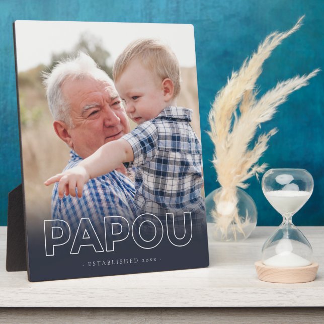 "Papou" Year Established | Father's Day Photo Plaque (Side)