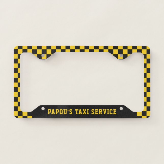 Papou's Taxi | Funny Custom Grandfather Nickname License Plate Frame (Front)