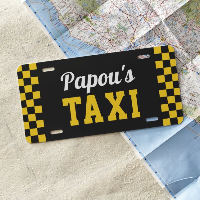 Papou's Taxi | Funny Custom Grandpa Nickname License Plate (In Situ)