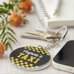 Papou's Taxi | Funny Grandfather Nickname Photo Keychain<br><div class="desc">Does grandpa pick up his grandkids at school or drive them to and from activities? Make his taxi status official with this funny keychain featuring "Papou's Taxi" in yellow and white lettering with checkered cab trim. Customize with his preferred grandfather nickname if desired, or swap to an alternate spelling like...</div>