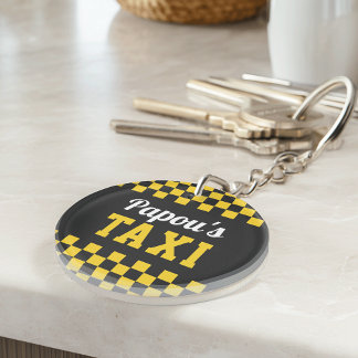 Papou's Taxi | Funny Grandfather Nickname Photo Keychain