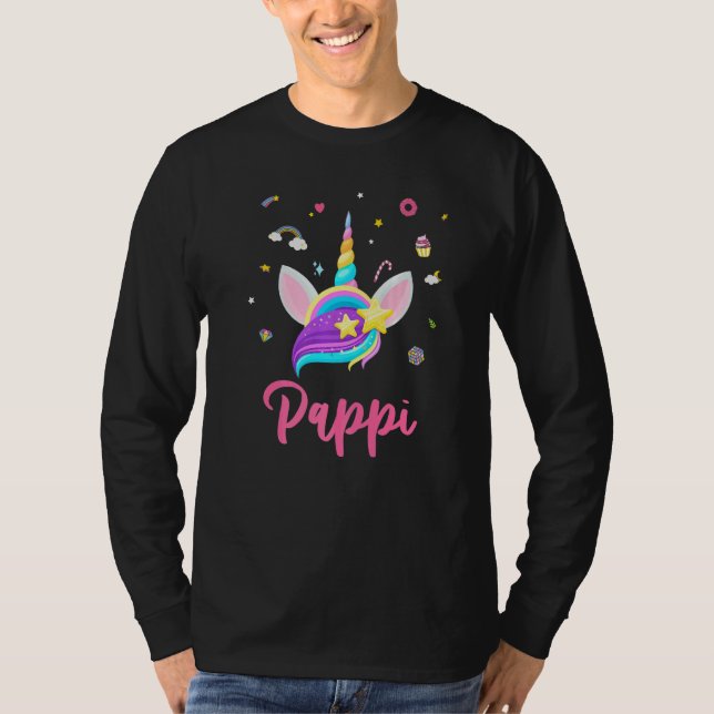 Pappi Of The Birthday Girl Unicorn Theme Magic Uni T-Shirt (Front)