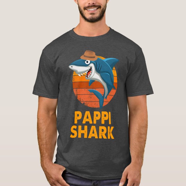 Pappi Shark Papa Grandpa FatherS Day friends T-Shirt (Front)