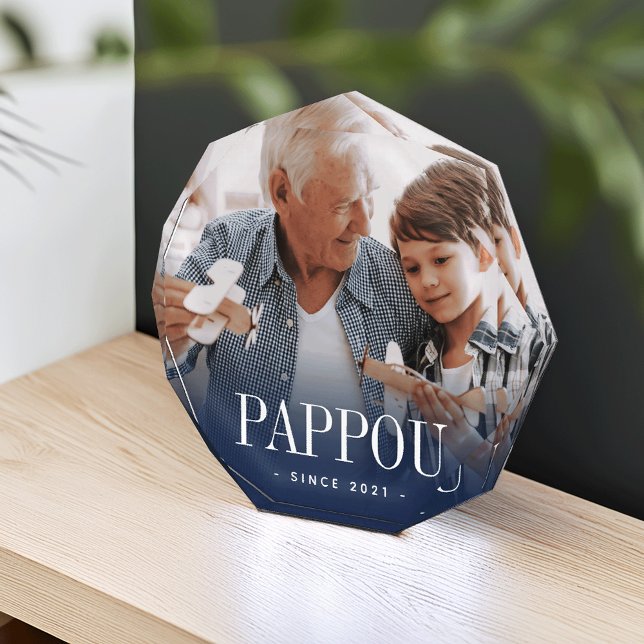 Pappou Grandpa Year Established Photo Block (Creator Uploaded)