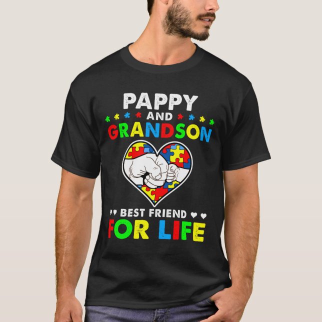 Pappy And Grandson Best Friend For Life Autism Awa T-Shirt (Front)