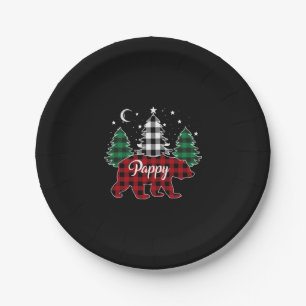 Pappy Bear Buffalo Plaid Family Pajama Christmas Paper Plates