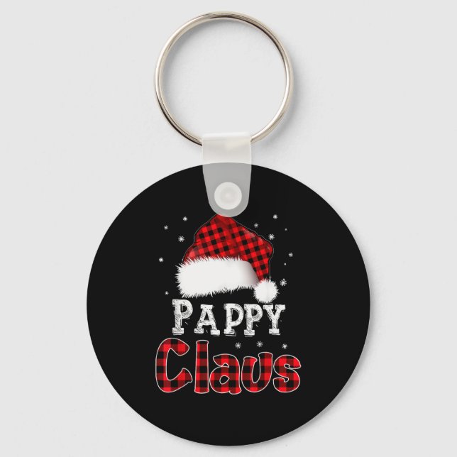 Pappy Claus Christmas Red Plaid Pajama Family Matc Keychain (Front)