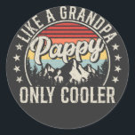Pappy Like a Grandpa Only Cooler Retro Classic Round Sticker<br><div class="desc">Pappy Like a Grandpa Only Cooler fatherhood Retro Vintage Funny Crew Graphic design Gift Classic Round Stickers Classic Collection.</div>