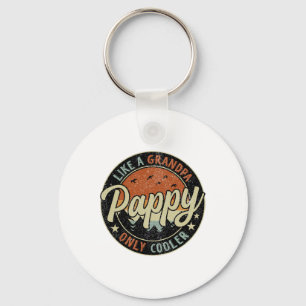 Pappy Like A Grandpa Only Cooler Vintage Retro Fat Keychain