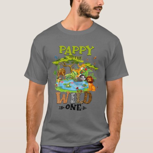 Pappy Of The Wild One Zoo Birthday Woodland Animal T_Shirt